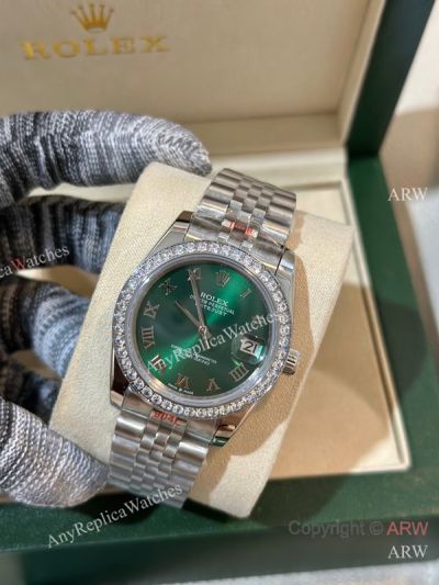 High Quality Replica Rolex Datejust Silver 316 stainless steel strap Different Colors Face Dial White Diamonds Ceramic Bezel Couple's Watch